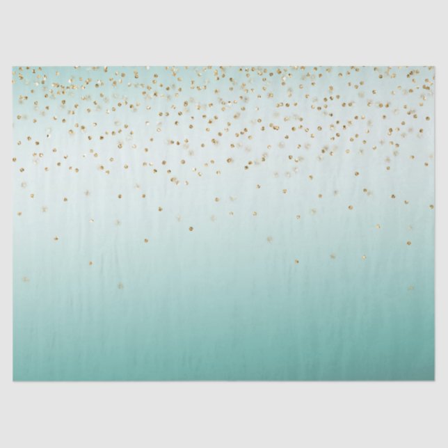 Girly Glam Gold Sparkle Confetti Mint Ombre Seidenpapier (Vorderseite)