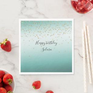 Girly Glam Gold Sparkle Confetti Mint Ombre Serviette