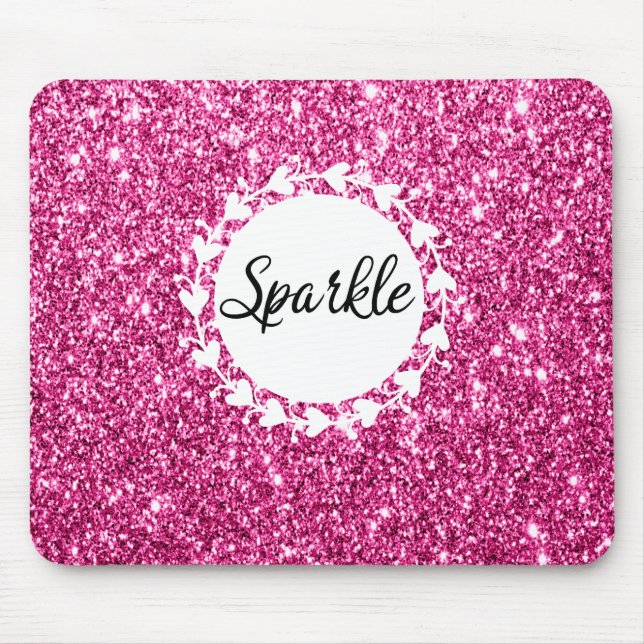 Girly & Glam Hot Pink Glitzer Sparkle Mousepad (Vorne)