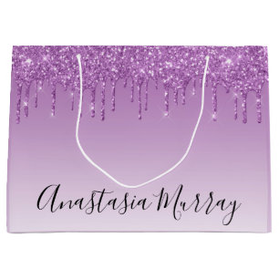 Girly & Glam Lila Lilac Glitzer Tropfen Große Geschenktüte