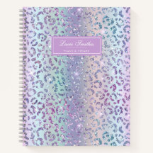 Girly Glam Mermaid Glitzer Leopard Print Monogram