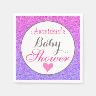 Girly & Glam Ombre Lila Pink Glitzer Kinderdusche Serviette