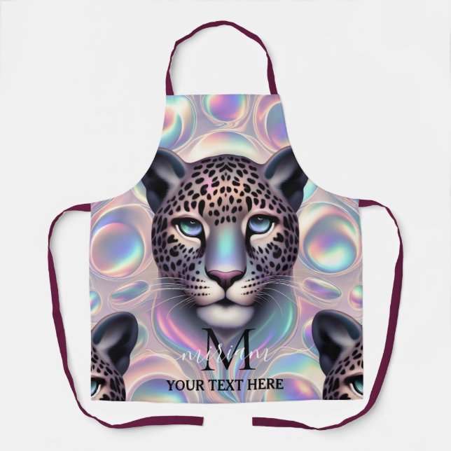 Girly Glam Opal Leopard Print All-Over Print Apron Schürze (Vorderseite)