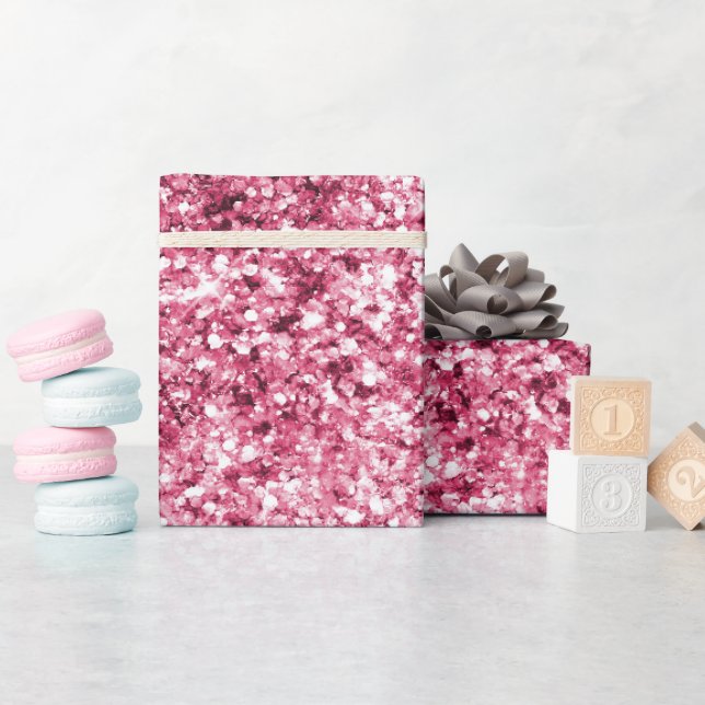 Girly Glam Pink Glitzer Geschenkpapier (Babyparty)
