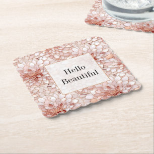 Girly Glam Pink Rose Gold Floral Untersetzer