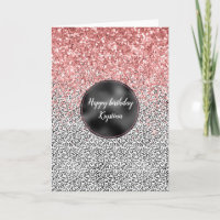 Girly Glam Pink Schwarz-weiß Leopard Print Glitzer