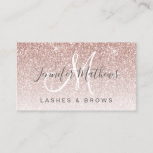 Girly Glam Rose Gold Glitzer Lashes Brows Salon Visitenkarte