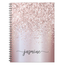 Girly Glam Rose Gold Glitzer Monogram Name Script