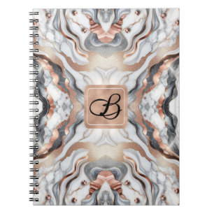 Girly Glam Roségold Silber & Weiß Marmor  Notizblock