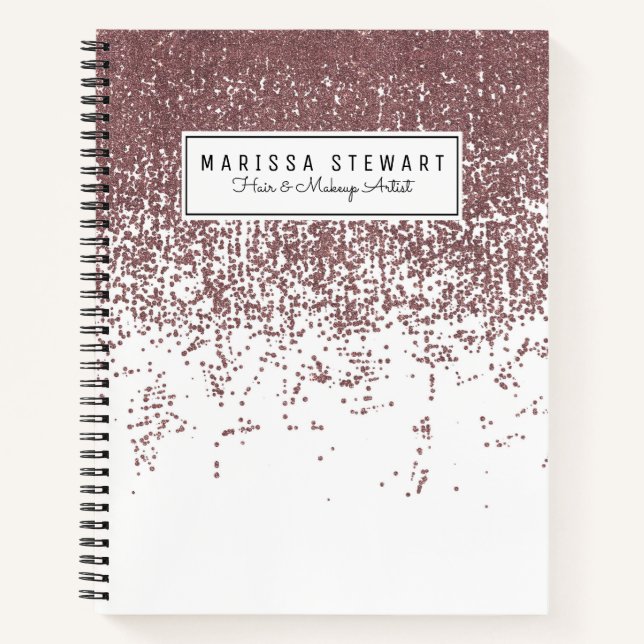 Girly Glamour Imitate Rose Gold Glitzer White Ombr Notizbuch (Vorderseite)