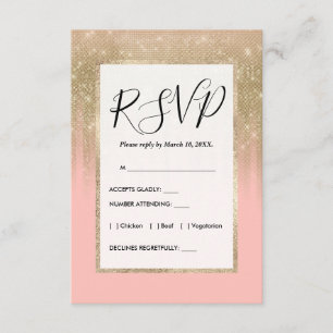 Girly Glamour Pink Gold Glitzer Streifen glänzend Begleitkarte