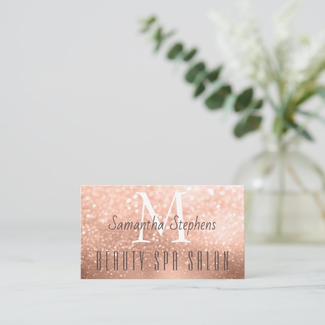 Girly Glamour Rose Gold Glitzer Haar WELLNESS-CENT Visitenkarte (Stehend Vorderseite)