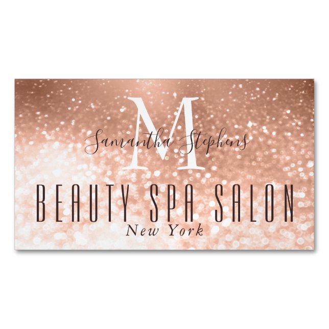Girly Glamour Rose Gold Glitzer WELLNESS-CENTER Sa Magnetische Visitenkarte (Vorderseite)
