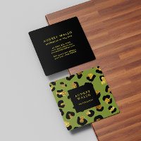 Girly Glittery Gold Green Leopard Print Luxus