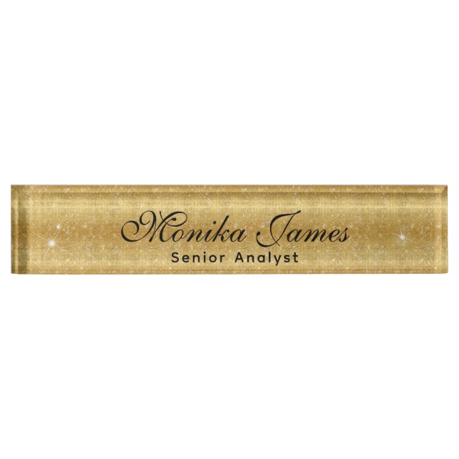 Girly Glittery Gold Imitate Light Pi Namensplakette (Vorderseite)