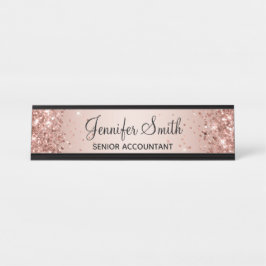 Girly Glittery Imitate Rose Gold Gradient Schreibtischnamensplakette