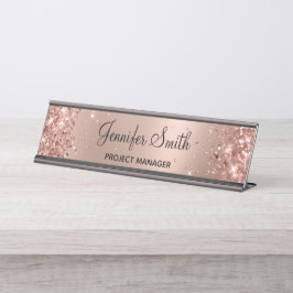 Girly Glittery Rose Glam Gradient Schreibtischnamensplakette