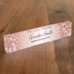 Girly Glittery Roségold-Farbverlauf Namensplakette