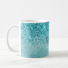 Girly Glitz Aqua Türkischer Glitzer Leopard Kaffeetasse