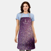 Girly Glitzer funkelt lila Silbernamensmonogramm