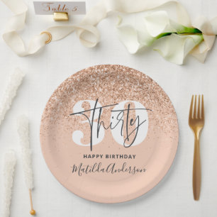 Girly Glitzer funkelt modernes 30. Party Pappteller
