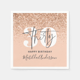 Girly Glitzer funkelt modernes 30. Party Serviette