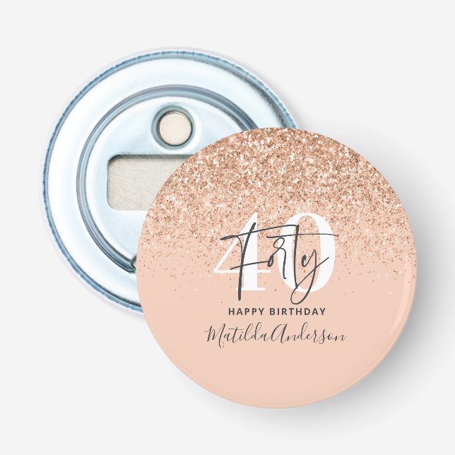 Girly Glitzer funkelt modernes 40. Party  Flaschenöffner (Vorderseite)