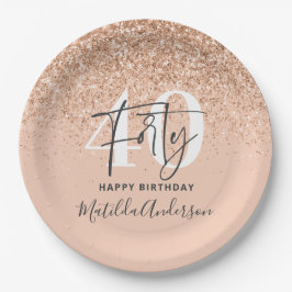 Girly Glitzer funkelt modernes 40. Party Pappteller