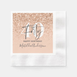 Girly Glitzer funkelt modernes 40. Party Serviette