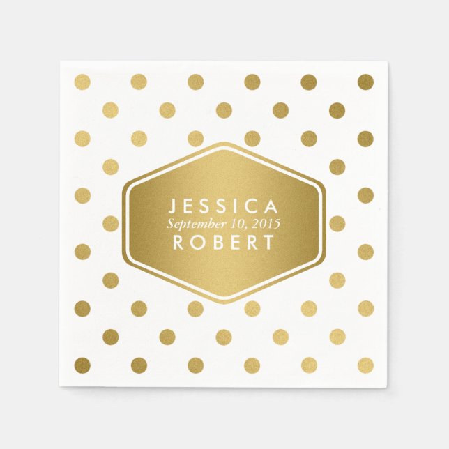 Girly Glitzer Gold Polka Dots Muster Monogram Serviette (Vorderseite)
