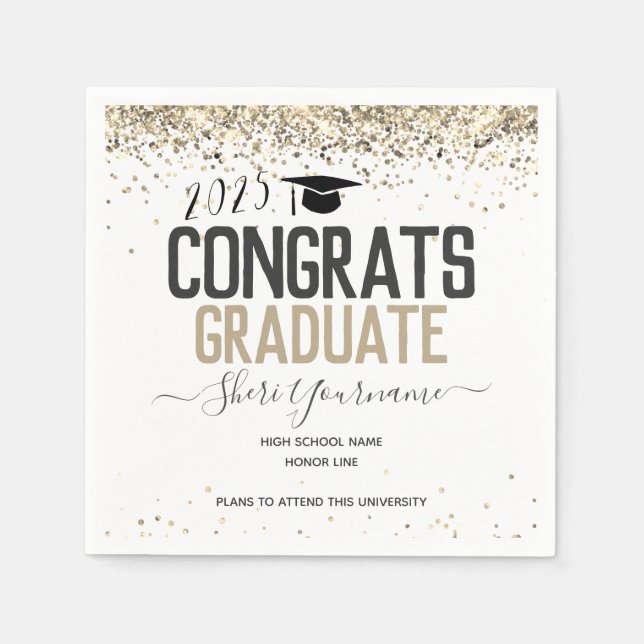 Girly Glitzer Graduation Party jedes Jahr Napkins Serviette (Vorderseite)