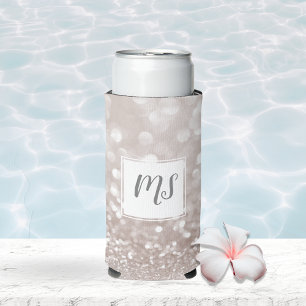 Girly Glitzer Sparkle Glam Initial Monogram Selters Dosenkühler