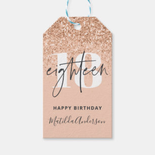 Girly Glitzer strahlt moderne 18. Geburtstagsparty Geschenkanhänger