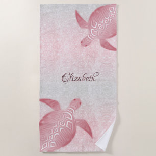 Girly Glitzer Turtles Monogram Coastal Strandtuch