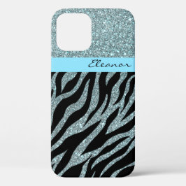 Girly Glitzer Zebra Animal Print Muster Aquamarin  Case-Mate iPhone Hülle