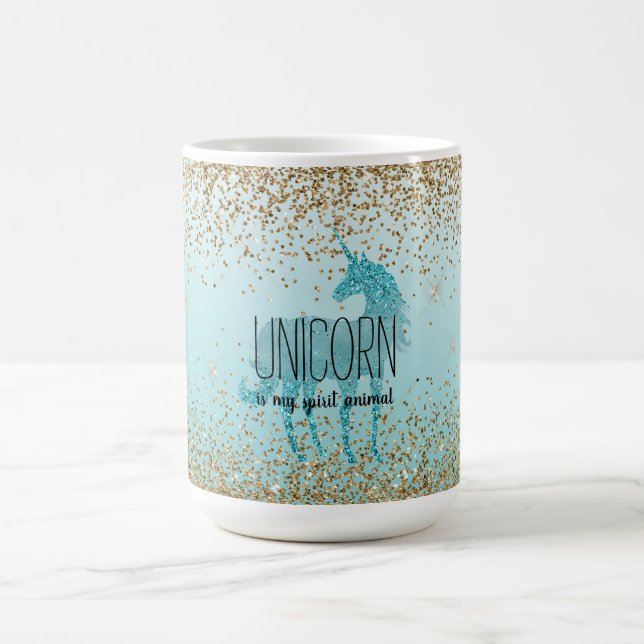 Girly Glitzy Aqua Türkis Glitzer Unicorquote Kaffeetasse (Mittel)