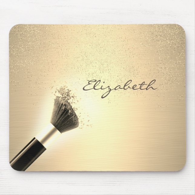 Girly, Gold Confetti, Makeup Brush, Personalisiert Mousepad (Vorne)