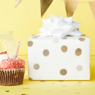 Girly Gold Dots Confetti Weißes Design Geschenkpapier