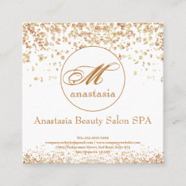 Girly Gold Glittery Luxury Monogram Beauty Salon Terminkarte