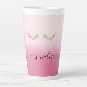 Girly Gold Glitz Eyelashes Pink Ombre Milchtasse