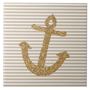 Girly Gold Glitzer Anchor Fliese