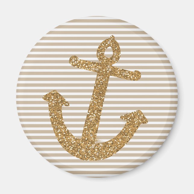 Girly Gold Glitzer Anchor Magnet (Vorne)