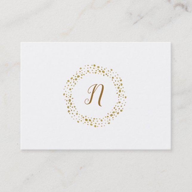 Girly Gold Glitzer Dots Modernes Minimales Logo Visitenkarte (Vorderseite)