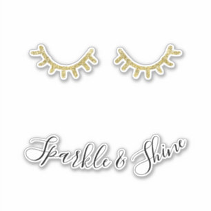 Girly Gold Glitzer Eyelashes Aufkleber