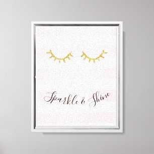 Girly Gold Glitzer Eyelashes Leinwanddruck