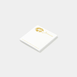 Girly Gold Glitzer Lips Post-it Klebezettel