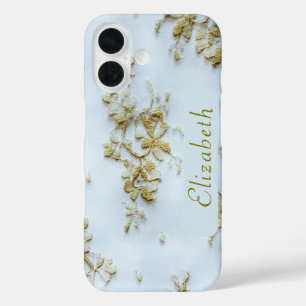 Girly Gold Lace Feminine und Elegant iPhone 16 Hülle