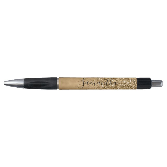 Girly Gold Sparkle Glitzer Kugelschreiber (Vorderseite)