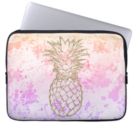 Girly Goldananas-Rosa-Aquarell-Laptop-Hülse Laptopschutzhülle