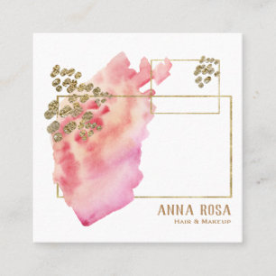 *~* Girly Goldgeometrisches Pfirsich-Rosa u. Quadratische Visitenkarte